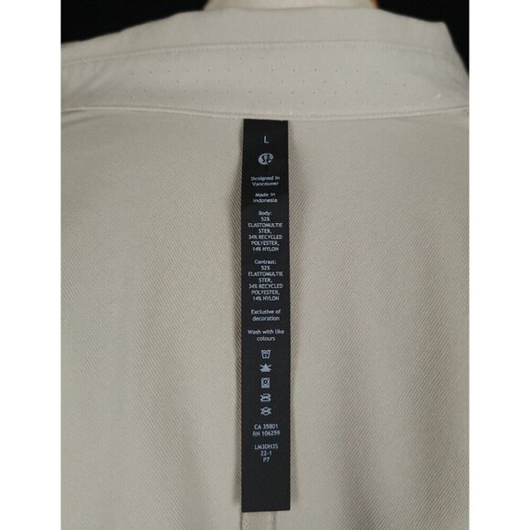 Lululemon Vented Mesh Long Sleeve Button Up Shirt Size L Mens Beige - Picture 7 of 7